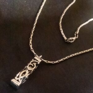 Mens Stainless Steel 316 Silver Pendant Necklace 14 In Long Heavy Chain